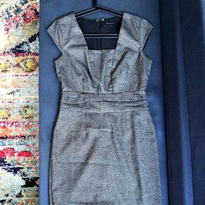 Houndstooth sheath dress with cinched waist